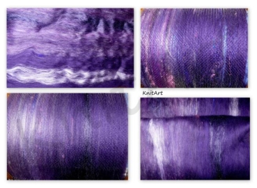 Preview: Handkardierte Batts * Purpleheart Lilaherz  *