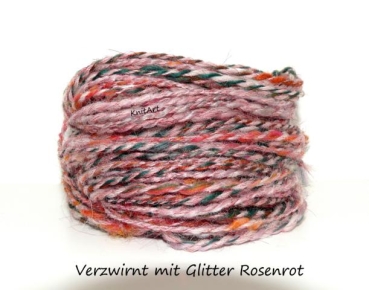 Merino Glitter Rosenrot, Rot mit Glanz