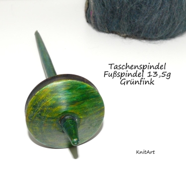 Kleine Taschenspindel Grünfink / Fußspindel 13,5g & Batt & Etui - Geschenke Set