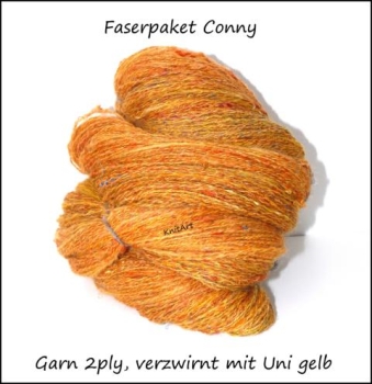 Faserpaket "Conny" Antik Gelb Herbst, Farbverlauf Kardieren Mischen ArtYarn etc.