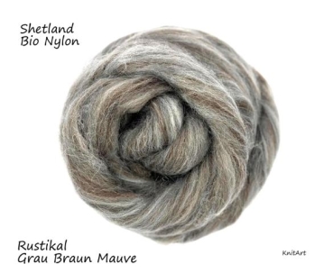 Shetland Bio Nylon, Rustikal - Grau Braun Mauve