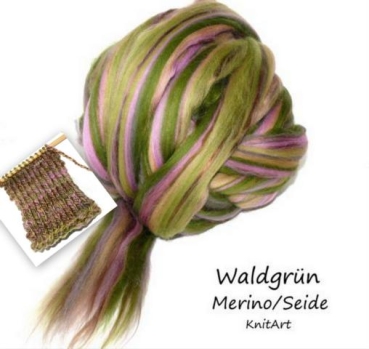 Edelfaser - NEU Merino - Maulbeerseide, Waldgrün - Grün - Lila - Braun