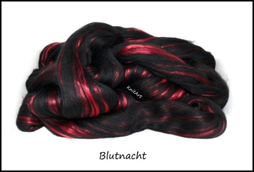 Merino Maulbeerseide Blutnacht, Schwarz Rot