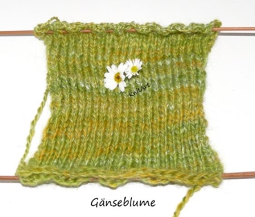 NEU Merino/Seide, Gänseblume - Grün Weiss Gelb