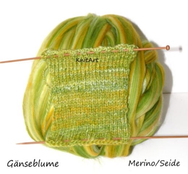 NEU Merino/Seide, Gänseblume - Grün Weiss Gelb