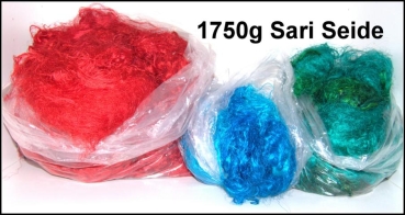 1750g Sari Seide, Rot Blau Grün