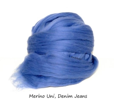 Merino Uni, Denim Jeans Blau