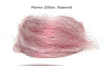 Merino Glitter Rosenrot, Rot mit Glanz