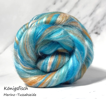 Preview: NEU Königsfisch, Merino - Tussahseide, Türkis