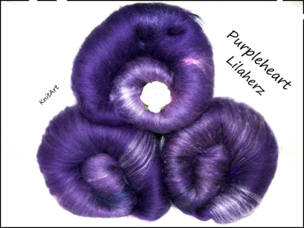 Handkardierte Batts * Purpleheart Lilaherz  *