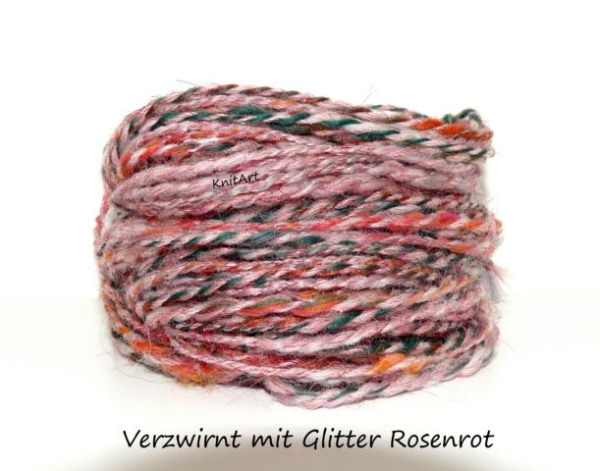 Merino Glitter Rosenrot, Rot mit Glanz