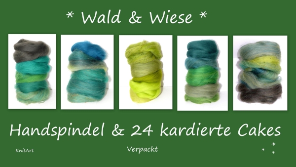 Adventskalender Wald & Wiese plus Handspindel - fluffig kardiert