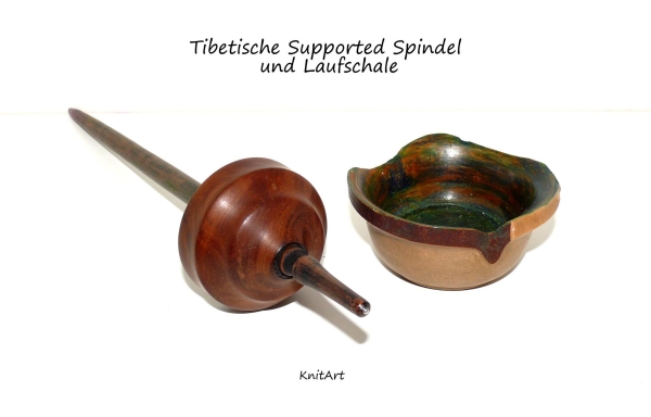 Tibetische Supported Spindel 32g + Laufschale, Geschenke Set