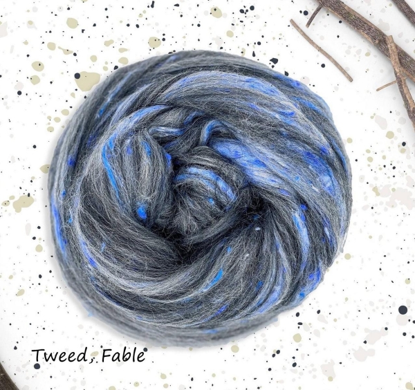 Merino Tweed, Fable Grau Blau