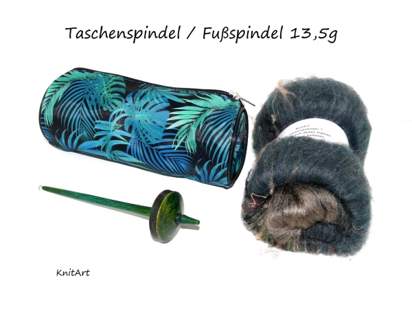 Kleine Taschenspindel Grünfink / Fußspindel 13,5g & Batt & Etui - Geschenke Set