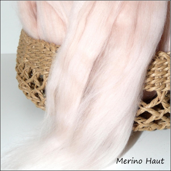 Merino Uni, Haut Champagner - Rose - auch Puppe ec.