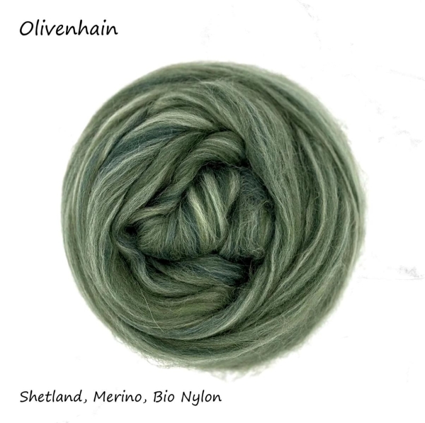 Olivenhain, Shetland Merino Bio Nylon, Grün - Socken und mehr