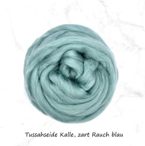 Tussah Seide, Kalle zart rauch blau