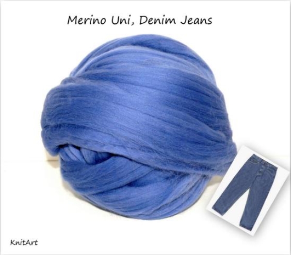 Merino Uni, Denim Jeans Blau