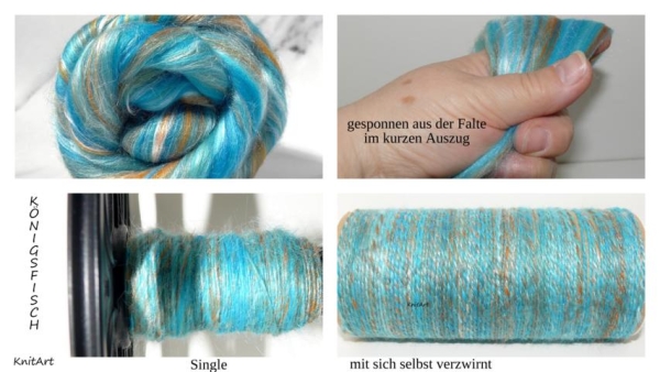 NEU Königsfisch, Merino - Tussahseide, Türkis