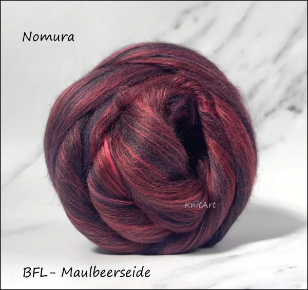NEU Nomura - BFL & Maulbeerseide - Rot Schwarz