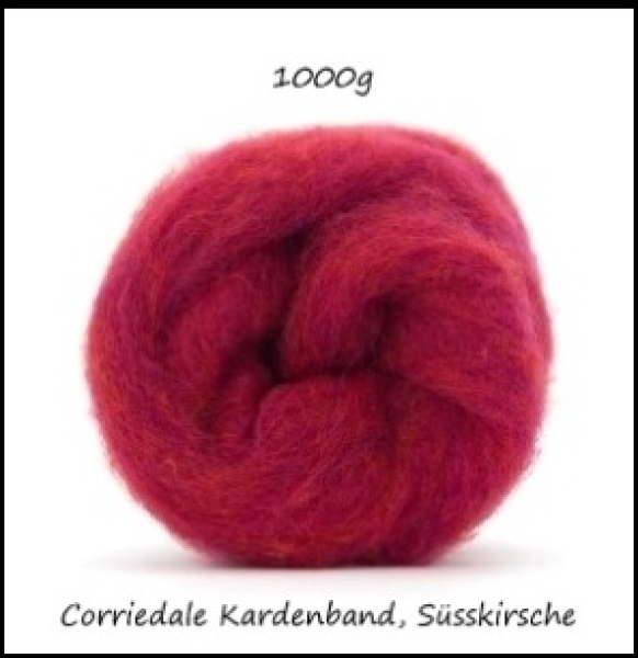 Corriedale Kardenband, Süsskirsche Rot