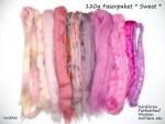Faserpaket "Sweet" Rosa bis Mauve FARBVERLAUF, Kardieren, Mischen ARTYARN etc.